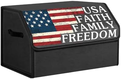 Car Trunk Organizer with Lid, Vintage American Flag USA Print Collapsible - Image 2