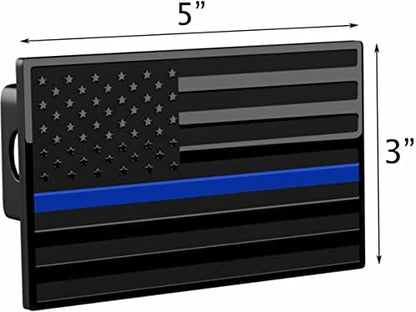 USA Metal Flag Hitch Cover Fits 2" Receivers Black & Black - Image 2