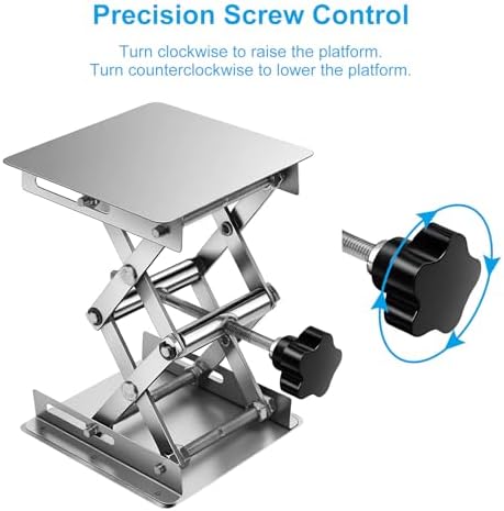 Stainless Steel Scissor Jack, 100x100mm Platform - 5kg Capacity Adjustable Lift - Image 4