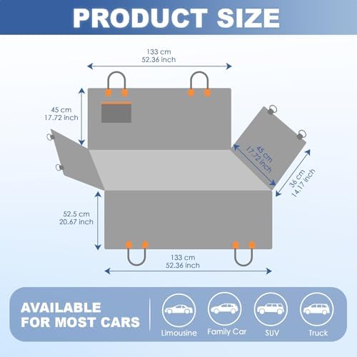 Dog Back Seat Cover Hammock, Waterproof 600D Heavy Duty Dog Car Seat Cover - Image 2