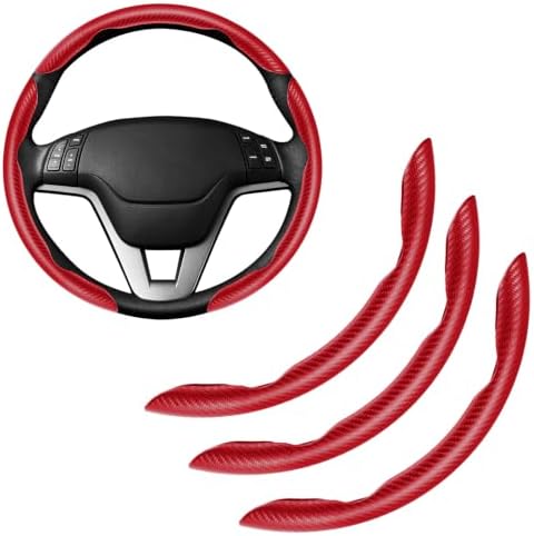 Amiss 3pcs Carbon Fiber Anti-Skid Steering Wheel Cover, Waterproof & Segmented by Amiss
