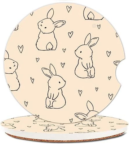 Absorbent Car Cupholder Coaster 2 Pack, Cute Car Coasters by NUGGHU
