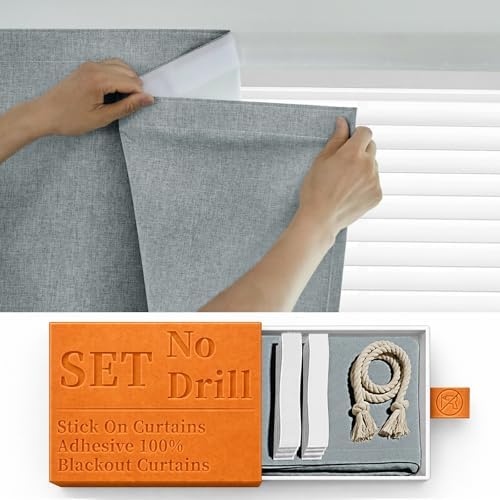 100% Self Adhesive Blackout Curtains- Stick on Curtains Shades Window Blinds by Sovtfides