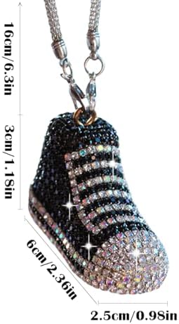 Bling Sneaker Shoe Sparkly Car Hanging Ornament, Cute Crystal Rear View Mirror - Image 2