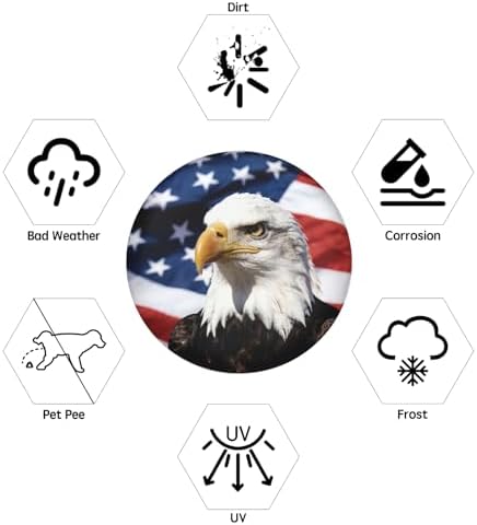 American Flag Star Spare Tire Cover USA Eagle Wheel Covers 17 Inch - Image 5