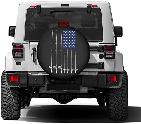 Fishing American Flag Spare Tire Cover Dust-Proof Wheel Tire Cover Fit Trailer - Image 2