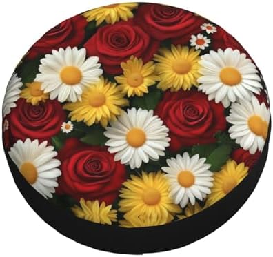 Red Roses Yellow Whitechrysanthemums Spare Tire Cover Wheel Protectors - Image 3