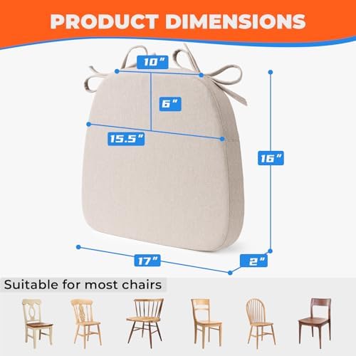 Sunsleek Chair Cushions for Dining Chairs D-Shaped Seat Cushions Chair Pads - Image 2