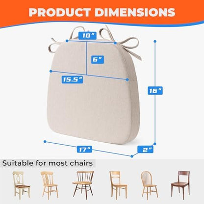Sunsleek Chair Cushions for Dining Chairs D-Shaped Seat Cushions Chair Pads - Image 2