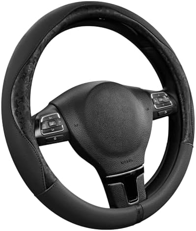 PIC AUTO Steering Wheel Cover, Universal Fit 14.5"–15.5", Soft PU Grain Leather by PICAUTO