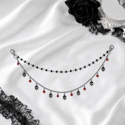 Double Chain Skull Gothic Witch Rear View Mirror Charm Halloween Car Decor - Image 6