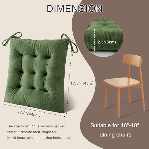 OVOV 2 Pack Chair Cushions for Dining Chairs 15.5"x15.5" Green - Image 2