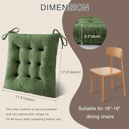 OVOV 2 Pack Chair Cushions for Dining Chairs 15.5"x15.5" Green - Image 2