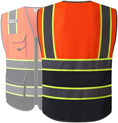 JKSafety Safety Vest for Men Women Reflective Hi Vis JK100 OBlack 3XL - Image 3