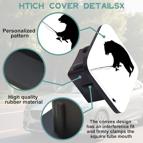 Trailer Hitch Cover, Wild Bear Fishing Tow Hitch Cover - Image 4
