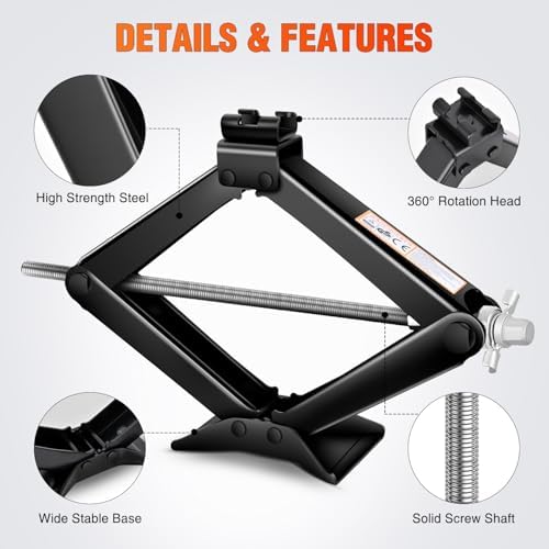Nilight Scissor Jack for Car 1.5 Ton 3307 lb Lift Jack w Ratchet Lug Wrench - Image 5
