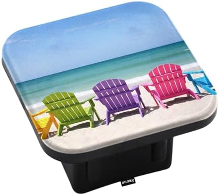 Swono Beach Chairs Hitch Cover 2" Paradise Ocean Sea Colorful Beach Chairs by Swono