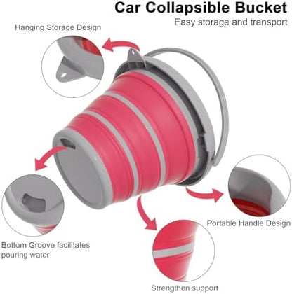 Collapsible Wash Bucket with Microfiber Mitt, 10L Portable Collapsiblle Bucket - Image 4