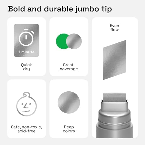 ARTISTRO Silver Acrylic Paint Markers - 15mm Jumbo-Tip - Set of 2 - Image 3