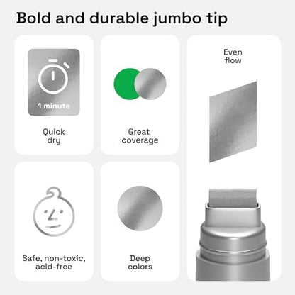 ARTISTRO Silver Acrylic Paint Markers - 15mm Jumbo-Tip - Set of 2 - Image 3