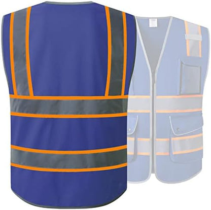JKSafety Safety Vest for Men Women Reflective Hi Vis JK901 Blue M - Image 2