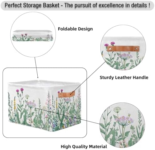 Pardick 2Pack Herbs and Wild Flowers Large Collapsible Storage Bins, Colorful - Image 6