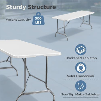 DUMOS 6 FT Folding Picnic Table, Portable Plastic Table - Image 4