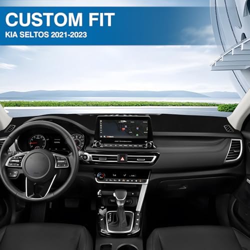 KUST Black Dash Cover for Kia Seltos 2021 2022 2023 Polyester Dashboard Cover - Image 3