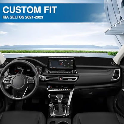 KUST Black Dash Cover for Kia Seltos 2021 2022 2023 Polyester Dashboard Cover - Image 3