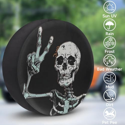 Rv Spare Tire Cover Wheel Halloween Goth Skeleton Skull Tire Covers Wheel - Image 3