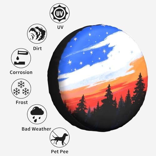 Sky American Flag Spare Tire Cover Weatherproof Sun Protection Dust-Proof Wheel - Image 4