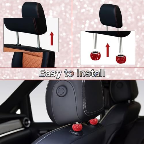 BFXM 4 Pcs Car Headrest Collars, Bling Head Rest Collars Rings Decoration - Image 5