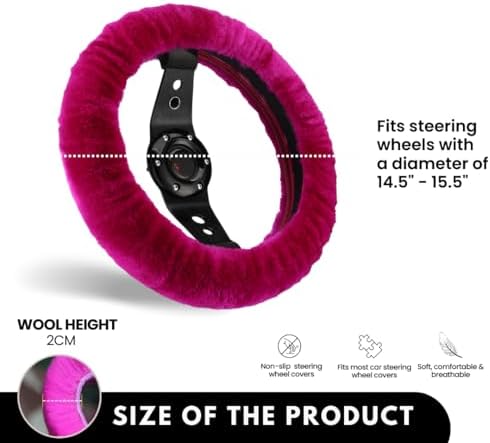Andalus Brands Luxury Fluffy Car Steering Wheel Covers – Genuine Merino - Image 3