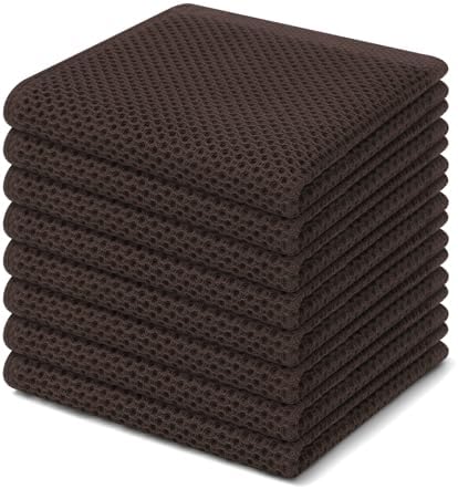 Homaxy 100% Cotton Waffle Weave Kitchen Dish Cloths 8-Pack, Dark Brown by Homaxy