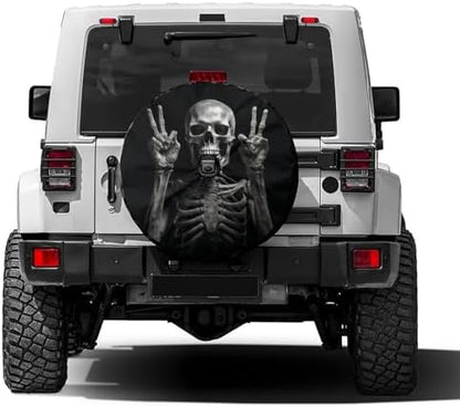 Head and Horn Pattern Spare Tire Cover by Foruidea