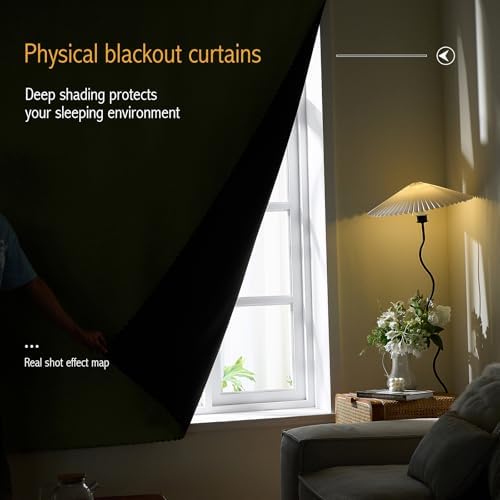 AJAZZ 100% Blackout Self Adhesive Curtains Small Window Short Temporary Black - Image 2