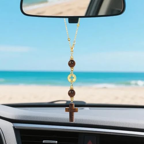 Car Rear View Mirror Accessories Car Hanging Ornament, Cross Unique Rearview - Image 6