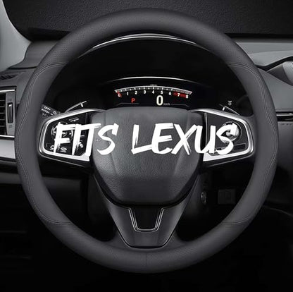 Leather Car Steering Wheel Cover, Breathable Laser-Perforated, Pure Black by TRROCC