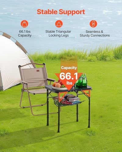VEVOR Folding Camping Table, Adjustable Height Aluminum MDF Outdoor Portable - Image 5
