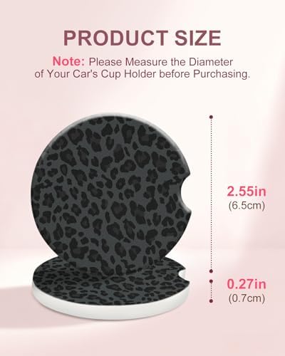 Swooflia Elegant Ceramic Car Coasters Classic Black Leopard Car Accessories - Image 2