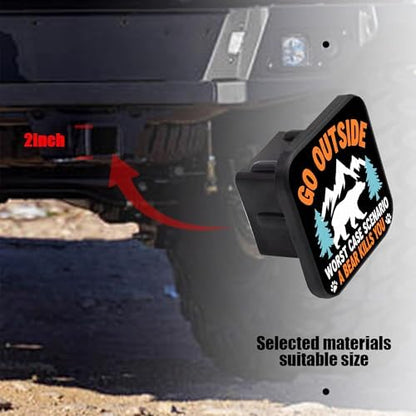 Go Outside Worst Case Scenario Hitch Receiver Cover 2" A Bear Kills You Trailer - Image 3