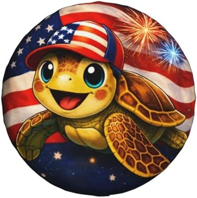 Sea Turtle with American Flag Spare Tire Cover Weatherproof Wheel Protectors - Image 2