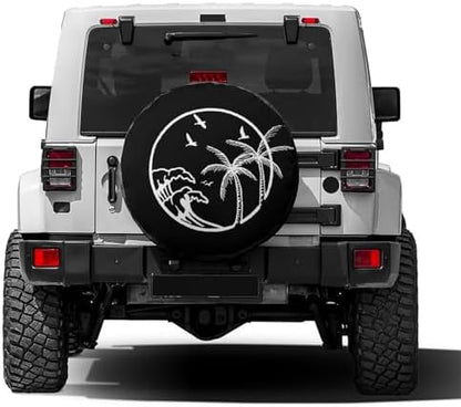 Ocean Wave Coconut Trees Spare Tire Cover Dust-Proof Wheel Tire Cover Fit - Image 2