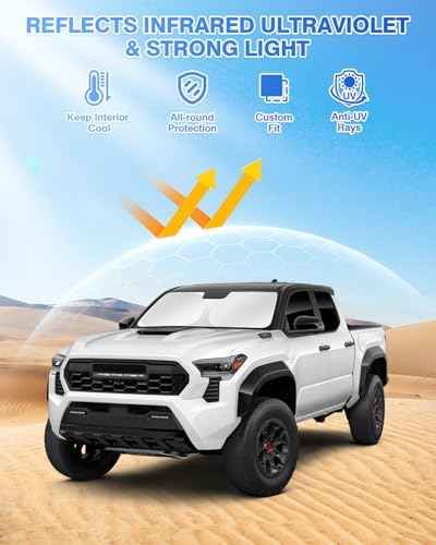 Canvcle Sunshades for Toyota Tacoma 2024 2025 2026 Accessories Windshield Sun - Image 2