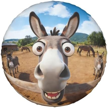 PVC Leather Spare Tire Covers for Trailers, Funny Cute Donkey Animal Wheel - Image 7