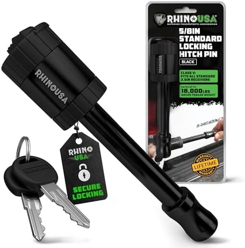 Rhino USA 2.5” Trailer Hitch Pin – Patented 5/8" Locking Receiver Pin by RhinoUSAInc