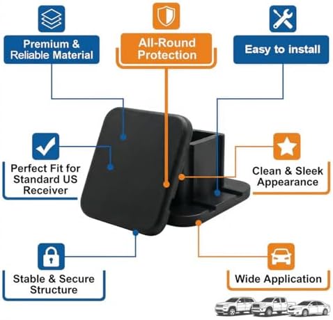 Trailer Hitch Cover, 2 Inch Rubber Heavy Duty Tow Receiver Tube Plug Cap - Image 4