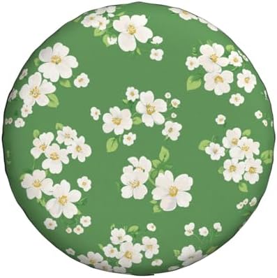 White Flowers Green Spare Tire Cover Wheel Protectors - Image 2