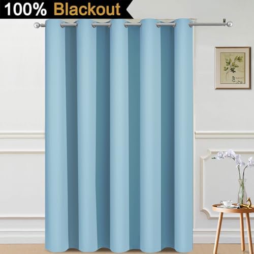 Yakamok Sky Blue Blackout Patio Door Curtain Panels W70 x L84, 1 Panel - Image 2