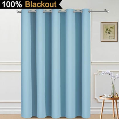 Yakamok Sky Blue Blackout Patio Door Curtain Panels W70 x L84, 1 Panel - Image 2
